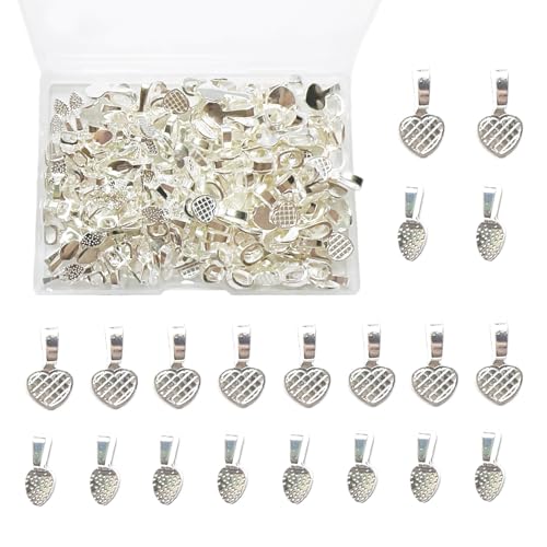 DANUDON Haken zum Aufkleben für Schmuckherstellung, oval, zum Aufkleben von Ohrringen, kleine Löffel, Herzform, DIY-Schmuck, Ohrring-Anhänger mit Box, für Glasfliesen, 200 Stück von DANUDON