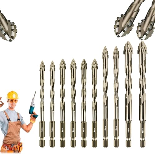 DAO-UPPSE Neuer vierkantiger gezackter Exzenterbohrer, vierkantiger gezackter Exzenterbohrer, Stein, Glas, Beton, gezackter Rutschfester Bohrer(Gold (10pc)) von DAO-UPPSE