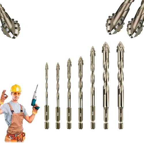 DAO-UPPSE Neuer vierkantiger gezackter Exzenterbohrer, vierkantiger gezackter Exzenterbohrer, Stein, Glas, Beton, gezackter Rutschfester Bohrer(Gold (7pc)) von DAO-UPPSE