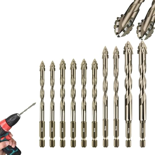 DAO-UPPSE New Four-Edge Serrated Eccentric Drill Bit for Metal, Concrete, Tile, Glass, Wood, Non-Slip Groove and Professional-Grade Durability(Gold (10pc)) von DAO-UPPSE