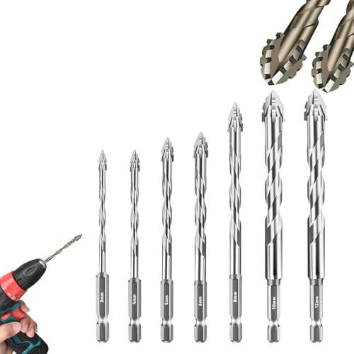 DAO-UPPSE New Four-Edge Serrated Eccentric Drill Bit for Metal, Concrete, Tile, Glass, Wood, Non-Slip Groove and Professional-Grade Durability(Silver (7pc)) von DAO-UPPSE