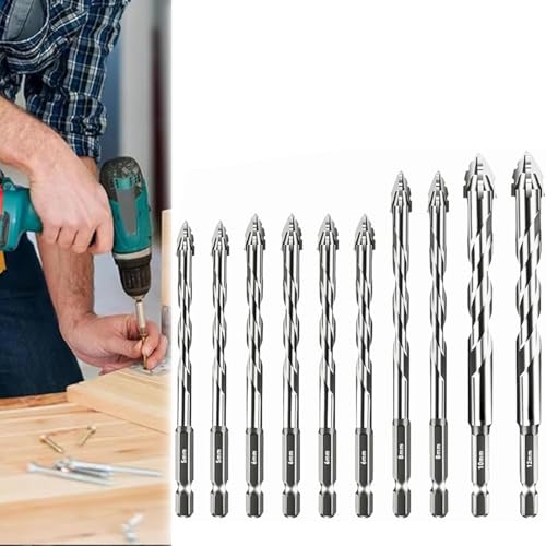 DAO-UPPSE Vierschneidiger gezackter Exzenterbohrer, Neuer vierschneidiger gezackter Exzenterbohrer mit hoher Härte, Titanbeschichtung for Holz und Metall(Silver (10pc)) von DAO-UPPSE