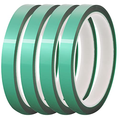 DAOKAI 4 Rollen 10 mm x 33 m (108 Fuß) Hochtemperatur Klebeband PET für 3D Drucker - Hitzebeständiges Thermoband Kapton von DAOKAI