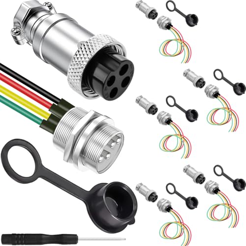DAOKAI GX12 Aviation Stecker,4Pins Luftfahrt Stecker,12mm Gewinde Round Metall Kabelverbinder Stecker/Buchse Connector mit wasserdichten Kappen - 6 Stk DAOKAI GX12 Aviation Stecker,4Pins Luftfahrt Stecker,12mm Gewinde Round Metall Kabelverbinder Stecker/Buchse Connector mit wasserdichten Kappen - 6 Stk von DAOKAI