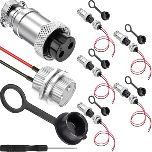 DAOKAI GX16 Aviation Stecker,2Pins Luftfahrt Stecker,16mm Gewinde Round Metall Kabelverbinder Stecker/Buchse Connector mit wasserdichten Kappen - 6 Stk DAOKAI GX16 Aviation Stecker,2Pins Luftfahrt Stecker,16mm Gewinde Round Metall Kabelverbinder Stecker/Buchse Connector mit wasserdichten Kappen - 6 Stk von DAOKAI
