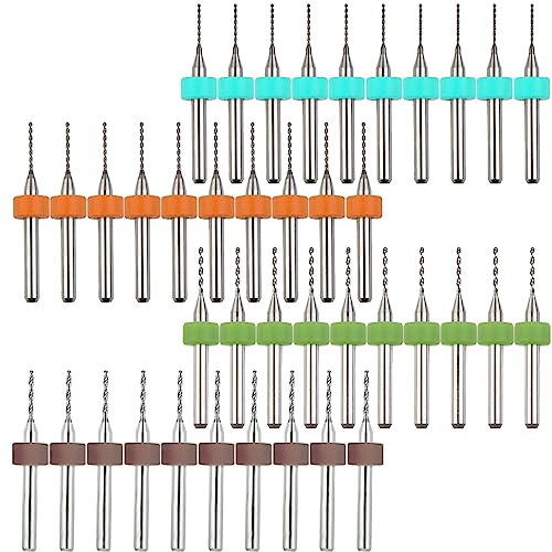 DAOKAI PCB Bohrer Bit Set,0,6 mm, 0,8 mm, 1,0 mm, 1,2 mm Spitze Spirale Flöte Hartmetall Mikrobohrer, für Leiterplatten, Schmuck, Bienenwachs, raue Steine, CNC-Gravur usw. (4 Sätze) von DAOKAI