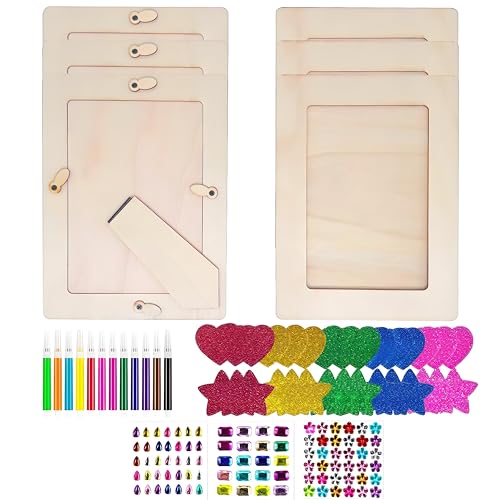 DAOOZHU 6 Stück Bilderrahmen Holz Set 20x15 cm,Diy set Kreativset kinder,mit Diamantstickern,3D Aufkleber,12 Buntstiften,Basteln Kindergeburtstag,Geschenkidee DAOOZHU 6 Stück Bilderrahmen Holz Set 20x15 cm,Diy set Kreativset kinder,mit Diamantstickern,3D Aufkleber,12 Buntstiften,Basteln Kindergeburtstag,Geschenkidee von DAOOZHU