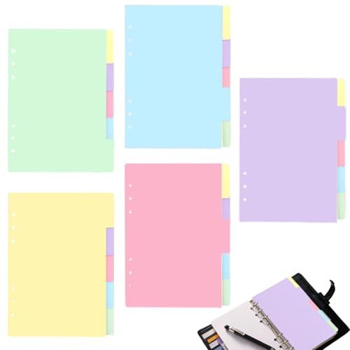 Trennblätter A5 für Ringbücher,50 Blätter 6-Loch 5 Farben für Ordner Trennblätter Planer,Notizbuch Trennblätter A5 für Ringbücher,50 Blätter 6-Loch 5 Farben für Ordner Trennblätter Planer,Notizbuch von DAOOZHU