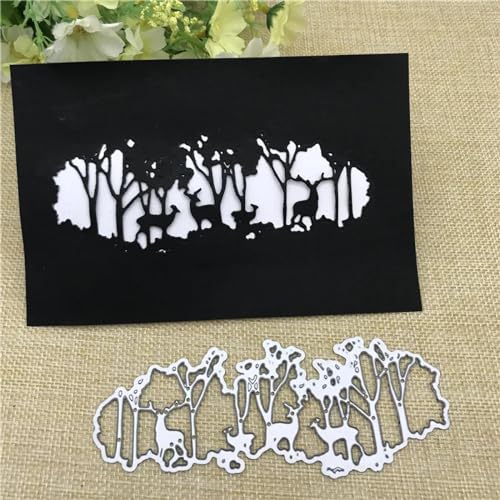12,8 x 5 cm Wald-Hirsch-Hintergrund, Metall-Stanzformen für Kartenherstellung, dekorative Prägung, Papierstempel, Basteln, Kartenherstellung 12,8 x 5 cm Wald-Hirsch-Hintergrund, Metall-Stanzformen für Kartenherstellung, dekorative Prägung, Papierstempel, Basteln, Kartenherstellung von DAOTUNGWDHUO
