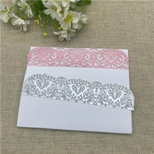 15,6 x 3,5 cm, Blumenrahmen, Spitze, Metall-Stanzformen für Scrapbooking, dekorative Prägeschablone, Kartenherstellung 15,6 x 3,5 cm, Blumenrahmen, Spitze, Metall-Stanzformen für Scrapbooking, dekorative Prägeschablone, Kartenherstellung von DAOTUNGWDHUO