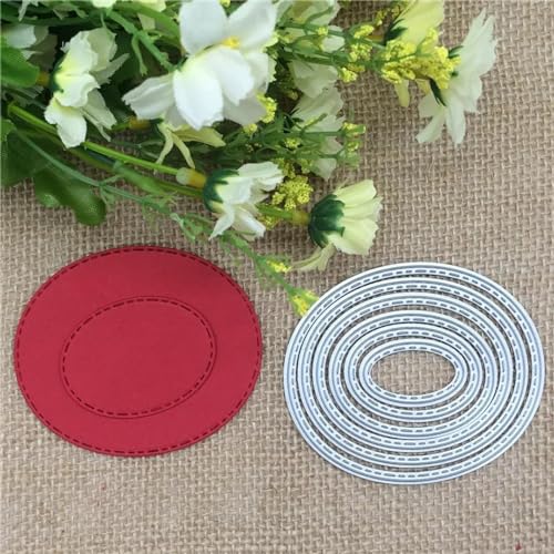 6 ovale Metall-Stanzformen, 6,8 x 5,6 cm, Schablone, Scrapbooking, Prägung, Papier, Kartenalbum, dekoratives Handwerk, Kartengestaltung von DAOTUNGWDHUO