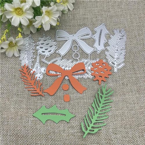 8,2 x 15,6 cm, Stechpalmenbeeren, Schleife, Hintergrund, Metall-Stanzformen für Scrapbooking, dekorative Prägeschablone, Kartenherstellung von DAOTUNGWDHUO