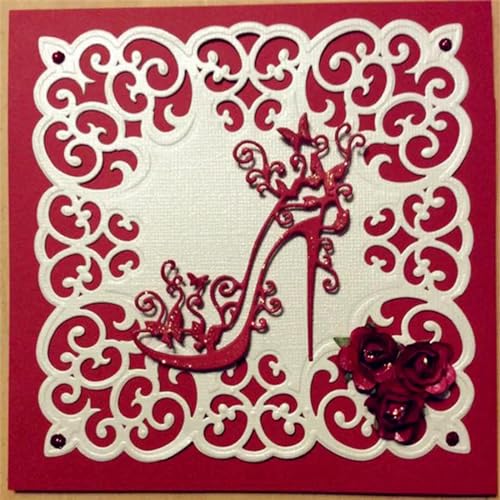 8,5 x 7,5 cm High Heels Spitze Metall Stanzformen Scrapbooking Handwerk Stempel Prägeschablone Kartenherstellung Schablone Kartenherstellung Vorlage von DAOTUNGWDHUO