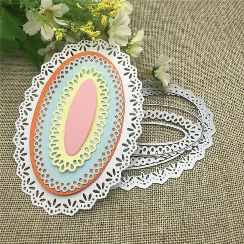 9,2 x 13 cm ovale Kreismuschel-Rahmen, Metall-Stanzformen für Scrapbooking, Alben, Papierkarten, dekoratives Handwerk, Kartenherstellung 9,2 x 13 cm ovale Kreismuschel-Rahmen, Metall-Stanzformen für Scrapbooking, Alben, Papierkarten, dekoratives Handwerk, Kartenherstellung von DAOTUNGWDHUO