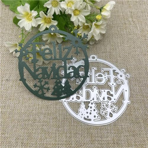9,3 x 9,4 cm spanische Wörter "Merry Christmas", Metall-Stanzformen für Scrapbooking, dekorative Prägeschablone, Kartenherstellung 9,3 x 9,4 cm spanische Wörter "Merry Christmas", Metall-Stanzformen für Scrapbooking, dekorative Prägeschablone, Kartenherstellung von DAOTUNGWDHUO