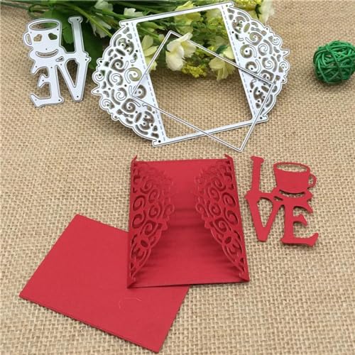 Metall-Stanzformen, 8,4 x 13,3 cm, Motiv: Liebesgruß, Schablone, Scrapbooking, Fotoalbum, Karten, Papierprägung, Kartenherstellung, 3 Stück Metall-Stanzformen, 8,4 x 13,3 cm, Motiv: Liebesgruß, Schablone, Scrapbooking, Fotoalbum, Karten, Papierprägung, Kartenherstellung, 3 Stück von DAOTUNGWDHUO