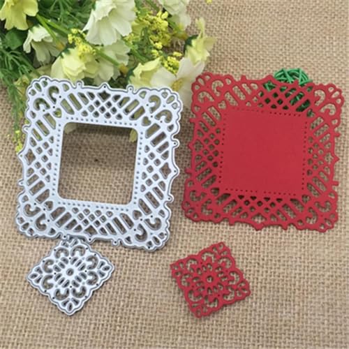 Metall-Stanzformen, quadratisch, 8,4 x 8,5 cm, Blumen-Bilderrahmen, Schablone, Scrapbooking, Fotoalbum, Karten, Papierprägung, Kartenherstellung, 2 Stück Metall-Stanzformen, quadratisch, 8,4 x 8,5 cm, Blumen-Bilderrahmen, Schablone, Scrapbooking, Fotoalbum, Karten, Papierprägung, Kartenherstellung, 2 Stück von DAOTUNGWDHUO