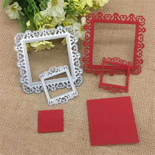 Metall-Stanzformen, quadratisch, 8,9 x 8,9 cm, Blumen-Bilderrahmen, Schablone, Scrapbooking, Fotoalbum, Karten, Papierprägung, Kartenherstellung, 2 Stück Metall-Stanzformen, quadratisch, 8,9 x 8,9 cm, Blumen-Bilderrahmen, Schablone, Scrapbooking, Fotoalbum, Karten, Papierprägung, Kartenherstellung, 2 Stück von DAOTUNGWDHUO