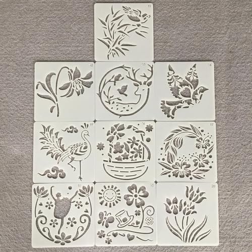 Schablonen zum Malen, 10 Stück, 14 cm, Vögel, Taube, Blumen, Hirsch, Ballett, Kunst, Schablonen zum Basteln, wiederverwendbar, Schichtschablonen-Set, Farbe auf Holz, Wand, Leinwand Schablonen zum Malen, 10 Stück, 14 cm, Vögel, Taube, Blumen, Hirsch, Ballett, Kunst, Schablonen zum Basteln, wiederverwendbar, Schichtschablonen-Set, Farbe auf Holz, Wand, Leinwand von DAOTUNGWDHUO