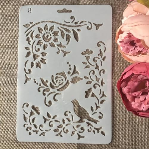 Schablonen zum Malen, 27,5 x 19 cm, Blumenranke, Kunstschablonen zum Basteln, wiederverwendbar, Schichtvorlagen-Set, Farbe auf Holz, Wand, Leinwand, Stil 8 Schablonen zum Malen, 27,5 x 19 cm, Blumenranke, Kunstschablonen zum Basteln, wiederverwendbar, Schichtvorlagen-Set, Farbe auf Holz, Wand, Leinwand, Stil 8 von DAOTUNGWDHUO