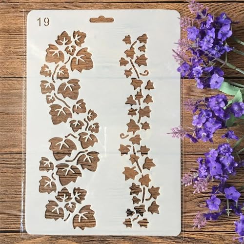 Schablonen zum Malen, 27 cm, Blumenrand, Kunstschablonen zum Basteln, wiederverwendbar, Schichtvorlagen-Set, Farbe auf Holz, Wand, Leinwand Schablonen zum Malen, 27 cm, Blumenrand, Kunstschablonen zum Basteln, wiederverwendbar, Schichtvorlagen-Set, Farbe auf Holz, Wand, Leinwand von DAOTUNGWDHUO