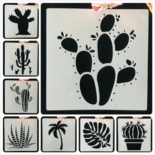 Schablonen zum Malen, 8 Stück, 15 cm, Kakteen, Sukkulenten, Kunstschablonen zum Basteln, wiederverwendbar, Schichtvorlagen-Set, Farbe auf Holz, Wand, Leinwand Schablonen zum Malen, 8 Stück, 15 cm, Kakteen, Sukkulenten, Kunstschablonen zum Basteln, wiederverwendbar, Schichtvorlagen-Set, Farbe auf Holz, Wand, Leinwand von DAOTUNGWDHUO