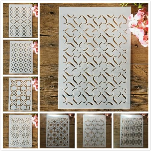 Schablonen zum Malen, 8 Stück, A4, 29 cm, geometrische, gewellte Textur, wiederverwendbare Schablonen zum Basteln auf Holz, Wand, Stoff, Felsen, Leinwand, Möbel, DIY-Kunstprojekte Schablonen zum Malen, 8 Stück, A4, 29 cm, geometrische, gewellte Textur, wiederverwendbare Schablonen zum Basteln auf Holz, Wand, Stoff, Felsen, Leinwand, Möbel, DIY-Kunstprojekte von DAOTUNGWDHUO