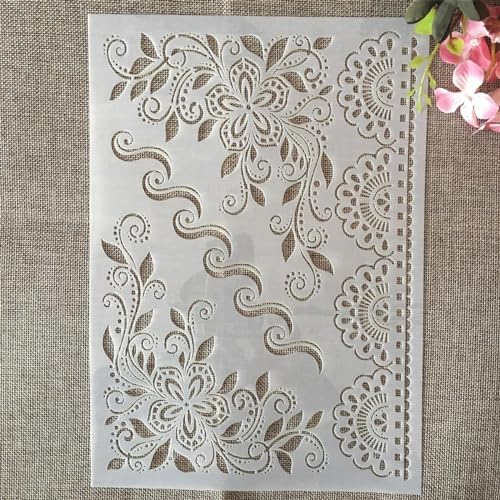 Schablonen zum Malen, A4, 29 cm, Blumenrand, Linienkunst-Schablonen zum Basteln, wiederverwendbar, Schichtvorlagen-Set, Farbe auf Holz, Wand, Leinwand Schablonen zum Malen, A4, 29 cm, Blumenrand, Linienkunst-Schablonen zum Basteln, wiederverwendbar, Schichtvorlagen-Set, Farbe auf Holz, Wand, Leinwand von DAOTUNGWDHUO