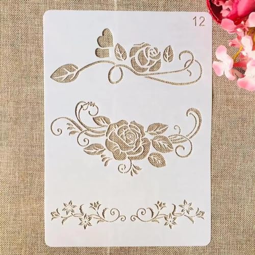 Schablonen zum Malen, A4, 29 cm, Blumensymbol, Kunstschablonen zum Basteln, wiederverwendbar, Schichtvorlagen-Set, Farbe auf Holz, Wand, Leinwand, Stil B Schablonen zum Malen, A4, 29 cm, Blumensymbol, Kunstschablonen zum Basteln, wiederverwendbar, Schichtvorlagen-Set, Farbe auf Holz, Wand, Leinwand, Stil B von DAOTUNGWDHUO