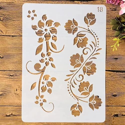 Schablonen zum Malen, A4, 29 cm, Blumensymbol, Kunstschablonen zum Basteln, wiederverwendbar, Schichtvorlagen-Set, Farbe auf Holz, Wand, Leinwand, Stil I Schablonen zum Malen, A4, 29 cm, Blumensymbol, Kunstschablonen zum Basteln, wiederverwendbar, Schichtvorlagen-Set, Farbe auf Holz, Wand, Leinwand, Stil I von DAOTUNGWDHUO