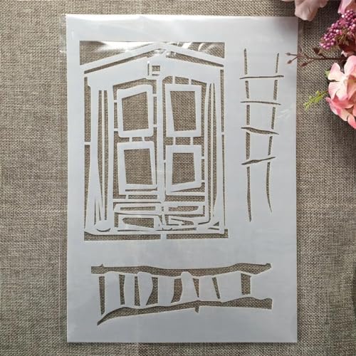 Schablonen zum Malen, A4, 29 cm, Hausbau, Fenster, Kunst, Schablonen zum Basteln, wiederverwendbar, Schichtvorlagen-Set, Farbe auf Holz, Wand, Leinwand, Stil C Schablonen zum Malen, A4, 29 cm, Hausbau, Fenster, Kunst, Schablonen zum Basteln, wiederverwendbar, Schichtvorlagen-Set, Farbe auf Holz, Wand, Leinwand, Stil C von DAOTUNGWDHUO