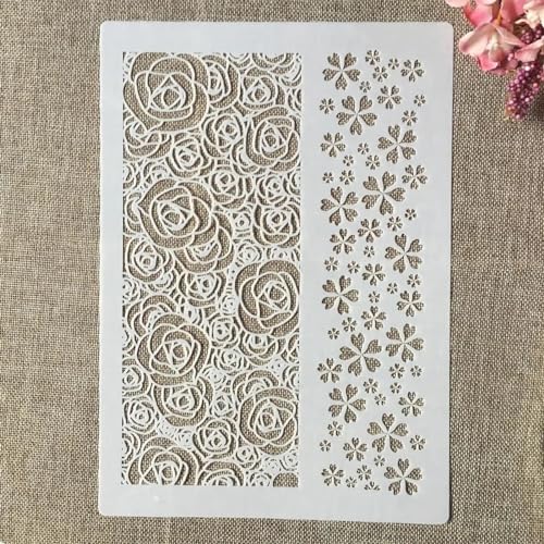 Schablonen zum Malen, A4, 29 cm, Vintage-Rosen-Ziegelkunst-Schablonen zum Basteln, wiederverwendbar, Schichtvorlagen-Set, Farbe auf Holz, Wand, Leinwand, Stil D Schablonen zum Malen, A4, 29 cm, Vintage-Rosen-Ziegelkunst-Schablonen zum Basteln, wiederverwendbar, Schichtvorlagen-Set, Farbe auf Holz, Wand, Leinwand, Stil D von DAOTUNGWDHUO