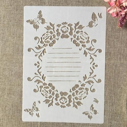 Schablonen zum Malen, A4, 29 cm, Vintage-Rosen-Ziegelkunst-Schablonen zum Basteln, wiederverwendbar, Schichtvorlagen-Set, Farbe auf Holz, Wand, Leinwand, Stil I Schablonen zum Malen, A4, 29 cm, Vintage-Rosen-Ziegelkunst-Schablonen zum Basteln, wiederverwendbar, Schichtvorlagen-Set, Farbe auf Holz, Wand, Leinwand, Stil I von DAOTUNGWDHUO