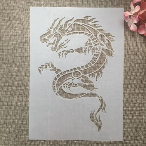 Schablonen zum Malen, A4, 29 cm, dünne Drachenkunst-Schablonen zum Basteln, wiederverwendbar, Schichtvorlagen-Set, Farbe auf Holz, Wand, Leinwand Schablonen zum Malen, A4, 29 cm, dünne Drachenkunst-Schablonen zum Basteln, wiederverwendbar, Schichtvorlagen-Set, Farbe auf Holz, Wand, Leinwand von DAOTUNGWDHUO
