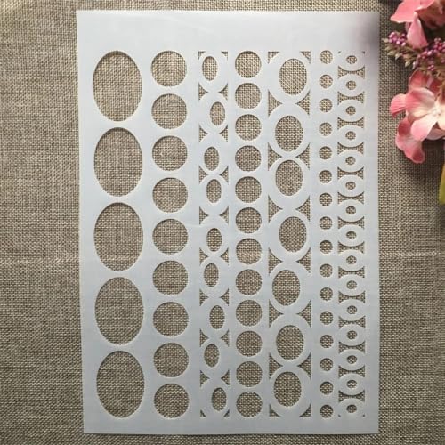 Schablonen zum Malen, A4, 29 cm, runde Punkte, ovale Linie, Geometrie, Kunstschablonen zum Basteln, wiederverwendbar, Schichtvorlagen-Set, Farbe auf Holz, Wand, Leinwand Schablonen zum Malen, A4, 29 cm, runde Punkte, ovale Linie, Geometrie, Kunstschablonen zum Basteln, wiederverwendbar, Schichtvorlagen-Set, Farbe auf Holz, Wand, Leinwand von DAOTUNGWDHUO