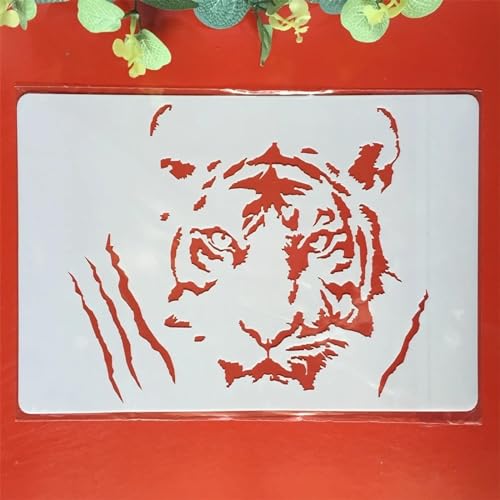 Schablonen zum Malen, A4, 29 x 21 cm, Tiger-Kunst-Schablonen zum Basteln, wiederverwendbar, Schichtvorlagen-Set, Farbe auf Holz, Wand, Leinwand, Stil 1 Schablonen zum Malen, A4, 29 x 21 cm, Tiger-Kunst-Schablonen zum Basteln, wiederverwendbar, Schichtvorlagen-Set, Farbe auf Holz, Wand, Leinwand, Stil 1 von DAOTUNGWDHUO
