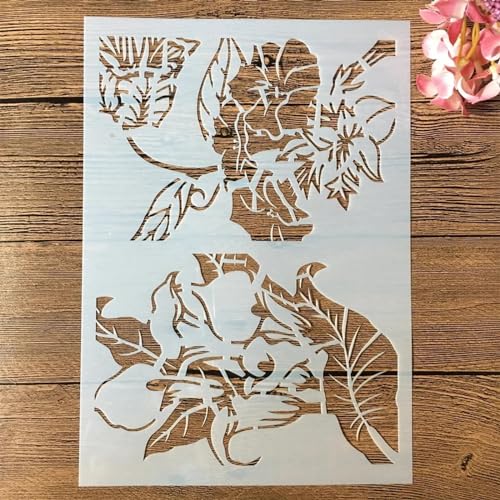 Schablonen zum Malen, A4, 29 x 21 cm, große Blätter, Kunstschablonen zum Basteln, wiederverwendbar, Schichtvorlagen-Set, Farbe auf Holz, Wand, Leinwand Schablonen zum Malen, A4, 29 x 21 cm, große Blätter, Kunstschablonen zum Basteln, wiederverwendbar, Schichtvorlagen-Set, Farbe auf Holz, Wand, Leinwand von DAOTUNGWDHUO