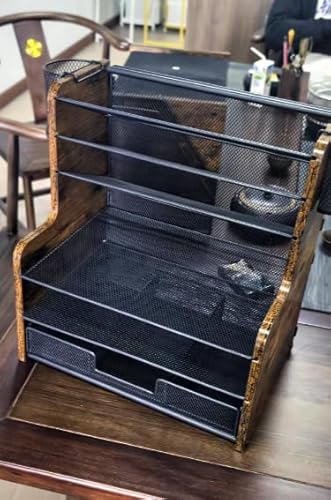 DAOUTIME Schreibtisch-Organizer mit 6 Ebenen, Netzstoff, Schreibtisch-Organizer aus Holz mit Stifthaltern, Schreibtisch-Organizer und Zubehör mit Schublade für Home Office DAOUTIME Schreibtisch-Organizer mit 6 Ebenen, Netzstoff, Schreibtisch-Organizer aus Holz mit Stifthaltern, Schreibtisch-Organizer und Zubehör mit Schublade für Home Office von DAOUTIME