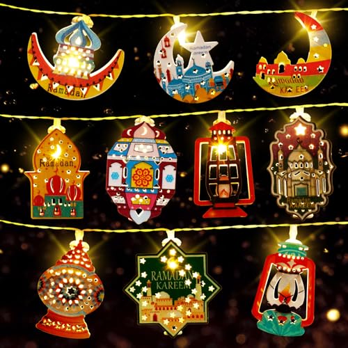 DAOUZL Ramadan Fee Lichterketten, 1.65m Eid Ramadan Laternen Lichterkette, 10Led Farbmuster Ramadan Licht Stern Mond Lichterketten, Led lichterkette ramadan Innen für Ramadan Dekoration DAOUZL Ramadan Fee Lichterketten, 1.65m Eid Ramadan Laternen Lichterkette, 10Led Farbmuster Ramadan Licht Stern Mond Lichterketten, Led lichterkette ramadan Innen für Ramadan Dekoration von DAOUZL