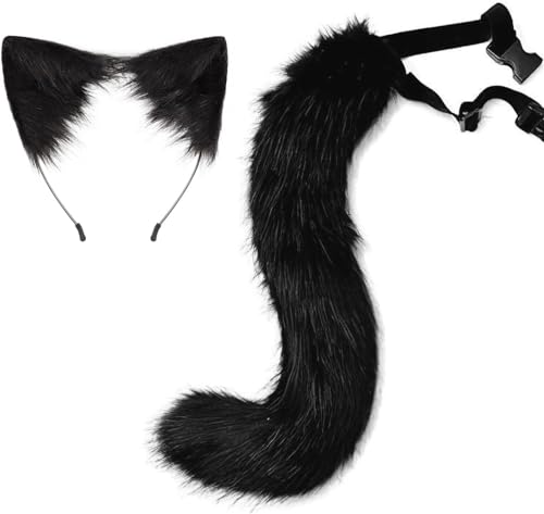 DAPINGP 2 x Kunst-Fuchsohren-Stirnband, Pelz, Fuchsschwanz, niedliches Halloween-Kostüm, Zubehör (Typ 2) von DAPINGP