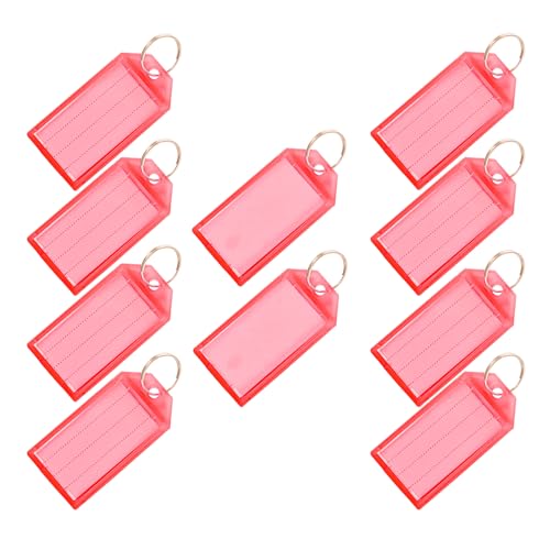 DARDVORLAG 100 Stück Schlüsselanhänger mit Etikett – PP Kunststoff Schlüsselanhänger 5,7 x 4,6 x 1,9 cm, beschriftbare Schlüsselringe für Büro, Hotel, Gepäck, Haustiere (Klassiker, Rot) von DARDVORLAG