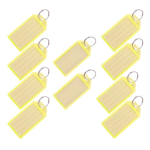 DARDVORLAG 200 Stück Schlüsselanhänger mit Etikett – PP Kunststoff Schlüsselanhänger 5,7 x 4,6 x 1,9 cm, beschriftbare Schlüsselringe für Büro, Hotel, Gepäck, Haustiere (Klassiker, Gelb) von DARDVORLAG