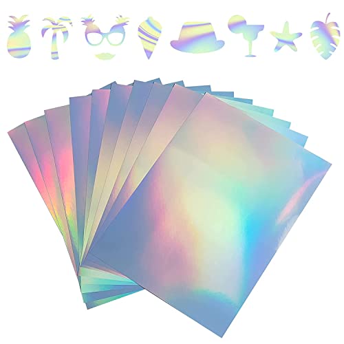 DARENYI 10 Stück A4 Hologramm Papier Bedruckbares Stickerpapier Wasserdicht Holographic Vinyl Folie für Laser und Tintenstrahldrucker Drucker, Holographic Sticker Paper für DIY Craft Decor Aufkleber von DARENYI