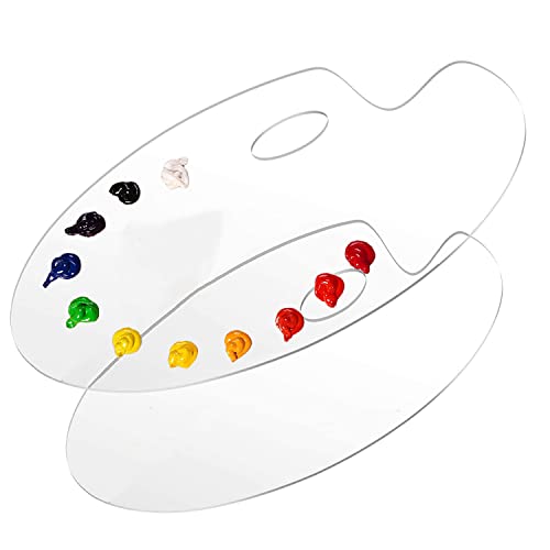 DARENYI 2 Stück Mischpalette Stücke Mischpaletten für Ölfarben Acryl Transparent Oval Art Palette mit Griffloch für DIY Kunst Malerei DARENYI 2 Stück Mischpalette Stücke Mischpaletten für Ölfarben Acryl Transparent Oval Art Palette mit Griffloch für DIY Kunst Malerei von DARENYI