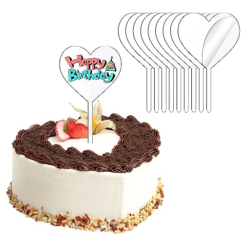 DARENYI 10 Stück happy birthday cake topper, Wiederverwendbare Acryl Torten Topper DIY Kuchen Dekoration Sets für Geburtstag Party Hochzeit Kuchendeko von DARENYI