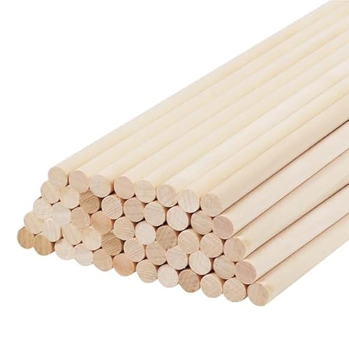 DARENYI 50 Stück Holzstäbe,Holzstäbchen Rund,Holzstäbe zum Basteln,Ø 1 cm Länge 30cm,natur,Unbearbeitete,für Holzarbeiten,Kunstprojekte, Deko & DIY-Crafts,Modellbau von DARENYI