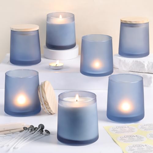 DARJEN 12 Stück mattierte blaue Kerzengläser für die Herstellung von Kerzen, 266 ml, leere Glas-Kerzenherstellungsgläser mit Bastelsets, Kerzenherstellungszubehör, Kerzenbehälter für Heimwerker und DARJEN 12 Stück mattierte blaue Kerzengläser für die Herstellung von Kerzen, 266 ml, leere Glas-Kerzenherstellungsgläser mit Bastelsets, Kerzenherstellungszubehör, Kerzenbehälter für Heimwerker und von DARJEN