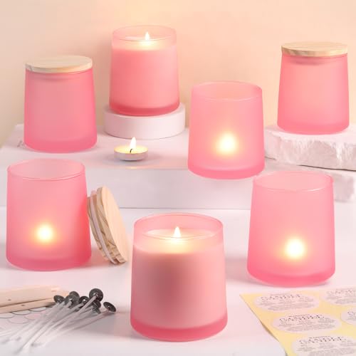 DARJEN 12 Stück mattierte rosa Kerzengläser zur Herstellung von Kerzen, 266 ml, leere Glaskerzenherstellungsgläser mit Bastelsets, Kerzenherstellungszubehör, Kerzenbehälter für Heimwerker und DARJEN 12 Stück mattierte rosa Kerzengläser zur Herstellung von Kerzen, 266 ml, leere Glaskerzenherstellungsgläser mit Bastelsets, Kerzenherstellungszubehör, Kerzenbehälter für Heimwerker und von DARJEN