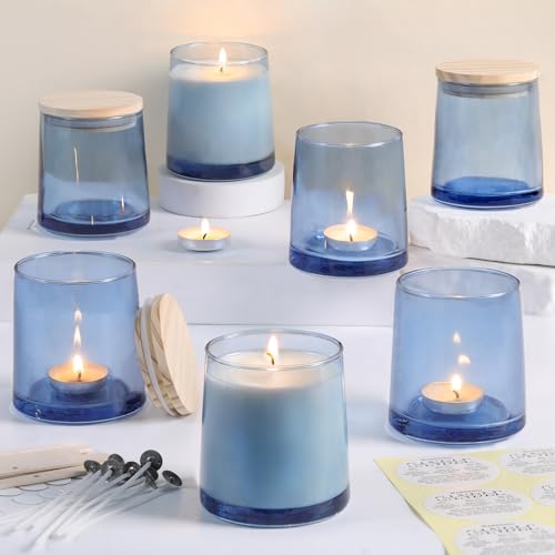 DARJEN 12 blaue Kerzengläser für die Herstellung von Kerzen, 266 ml, leere Glas-Kerzenherstellungsgläser mit Bastelsets, Kerzenherstellungszubehör, Kerzenbehälter für Heimwerker und Geschenke DARJEN 12 blaue Kerzengläser für die Herstellung von Kerzen, 266 ml, leere Glas-Kerzenherstellungsgläser mit Bastelsets, Kerzenherstellungszubehör, Kerzenbehälter für Heimwerker und Geschenke von DARJEN
