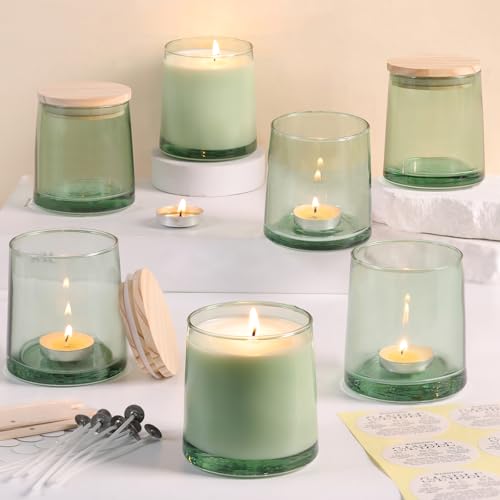 DARJEN 12 grüne Kerzengläser für die Herstellung von Kerzen, 266 ml, leere Glas-Kerzenherstellungsgläser mit Bastelsets, Kerzenherstellungszubehör, Kerzenbehälter für Heimwerker und Geschenke von DARJEN